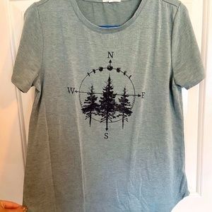 Maurices: Teal & Black Compass Graphic Tee, Phases of Moon and Natures Trees